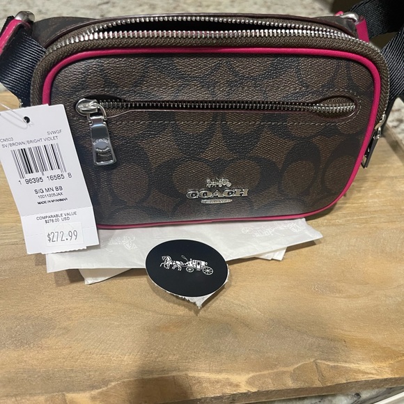 Coach Signature Mini Belt Bag Brown and Violet - Picture 8 of 8